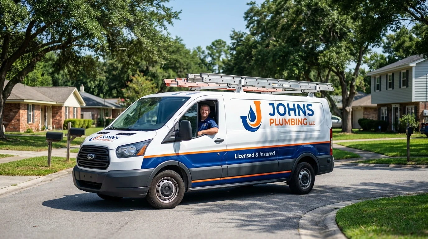 Johns Plumbing LLC service van in Middletown, CT