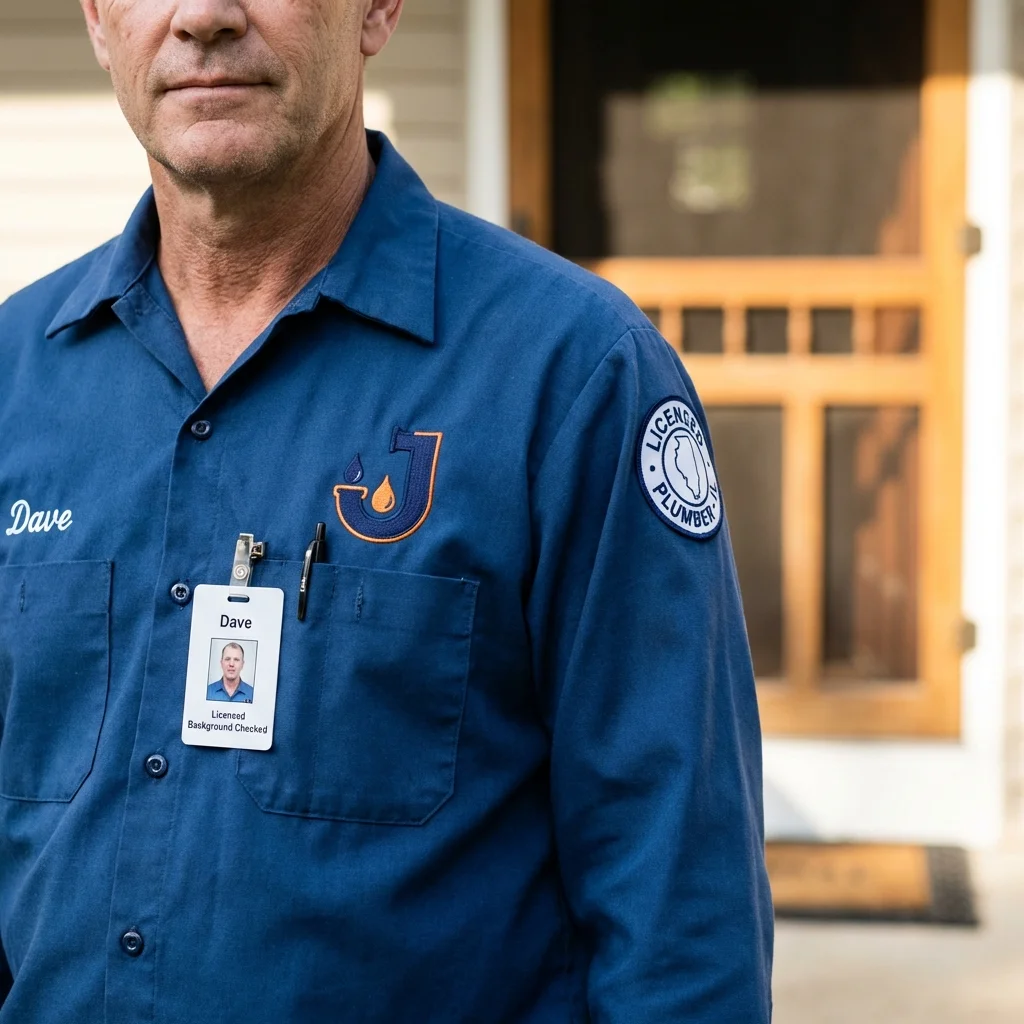 Licensed plumber showing ID badge in Middletown, CT